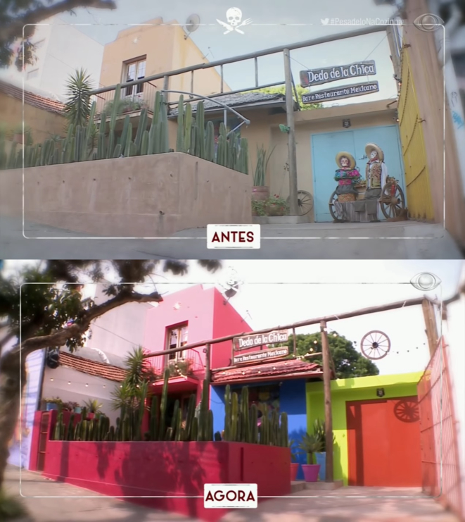 Antes e depois do restaurante, que passou pelas mãos da equipe do programa Pesadelo na Cozinha. Foto: Band/Reprodução