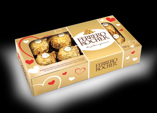 Caixa exclusiva para o Dia dos Namorados com 8 bombons Ferrero Rocher (R$ 14,50). Foto: Divulgação