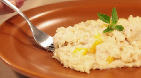 Risoto de frango com requeijão