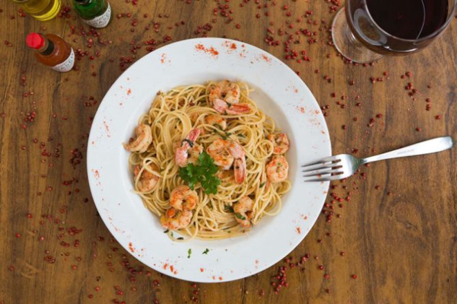 Espaguete de camarão é o prato escolhido pela pousada para a sétima edição do Festival Sabores do Litoral. Foto: Divulgação.