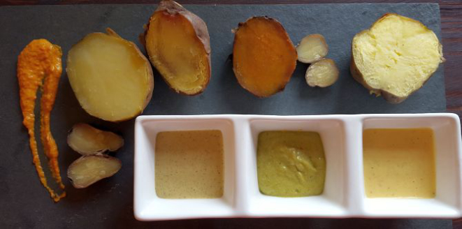 Menu degustação de batatas Do Peruano.