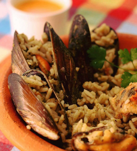 Marisco lambe-lambe com arroz branco