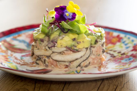 Shiitake com salmão defumado