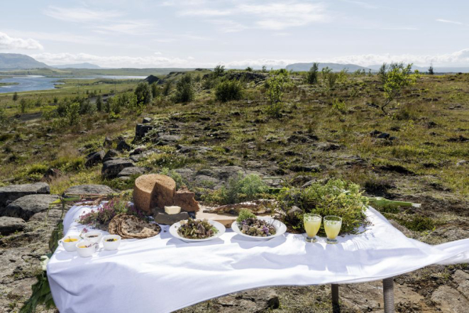 Ingredientes frescos para uma festa ao ar livre em Reykholt. Foto: Bara Kristinsdottir/The New York Times