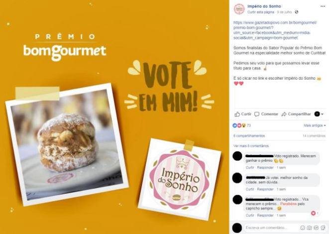 A Império do Sonho está fazendo posts no facebook para engajar seus clientes