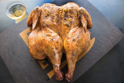 Frango com vinagre e sal grosso