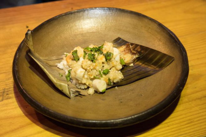 Retumbão: Flan de tapioca com camarão seco e leite de castanha fresca. Foto: Leonardo Mendonça<br>