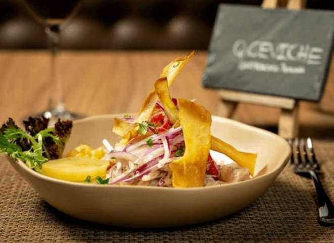 Ceviche servido pelo restaurante QCeviche! durante o Peru Week. Foto: reprodução site.