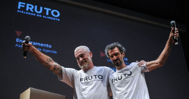 Alex Atala e Felipe Ribenboim discutem o futuro da alimentação no mundo. Foto: Reinaldo Canato/divulgação.