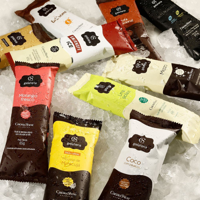 Nova linha da Cacau Show tem 10 sabores de sorvetes. Foto: reprodução Facebook.