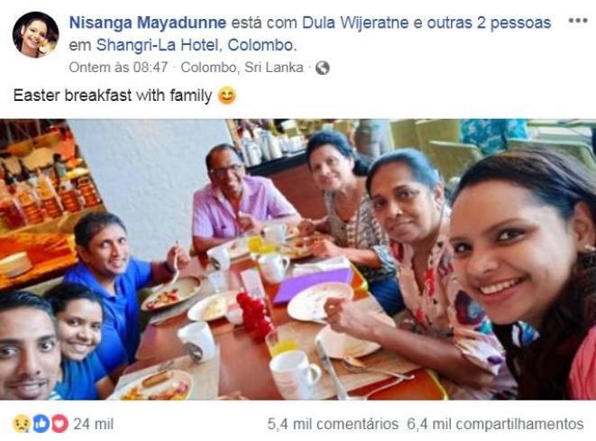 A publicação teria sido momentos antes do ataque. Foto: reprodução Facebook.