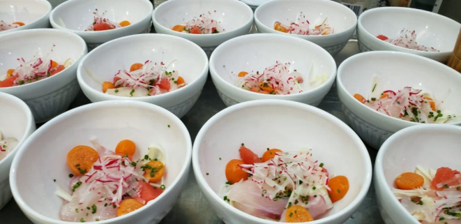 Um dos pratos servidos é o ceviche de peixe do dia com pupunha. Foto: Victor Rocha/divulgação.