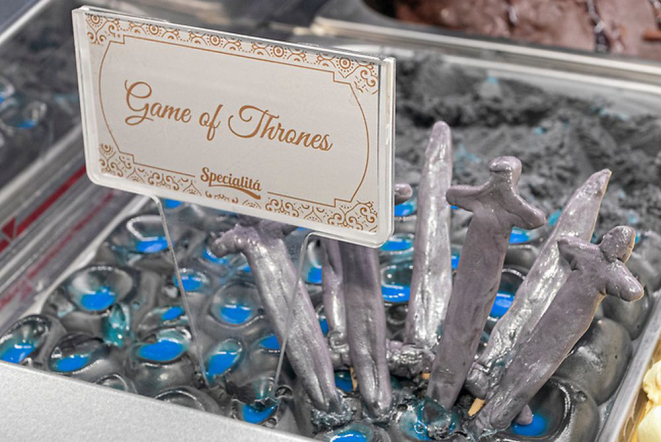 Uma das principais apostas para as férias de julho deste ano é o sorvete inspirado na série Game of Thrones. Foto: Comodo Riguardare/divulgação Fispal.
