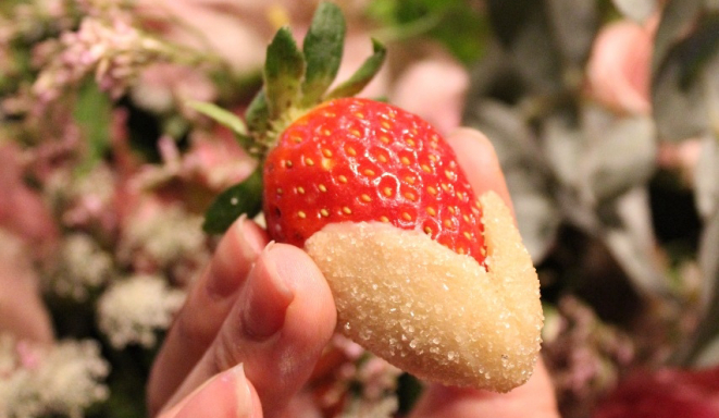 Morango cristal, docinho vegano da Lola Li. Foto: divulgação.