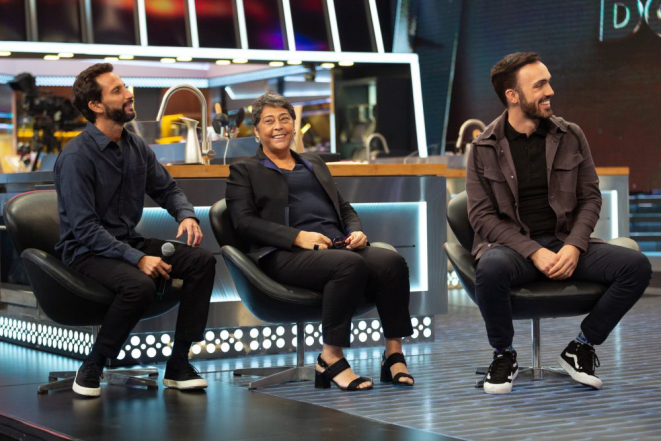 Avillez, Kátia e Paixão, jurados e mentores do reality. Foto: Samuel Kobayashi/Gshow divulgação.