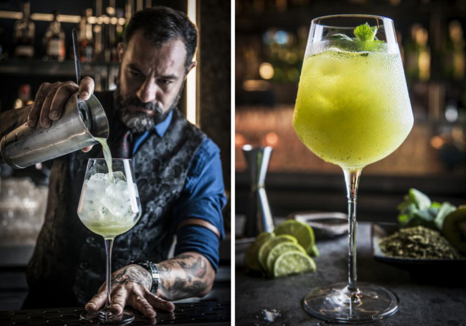 Com rum branco e erva mate, o Mary Reed é a aposta de Igor Bispo para ser um dos principais drinks da temporada. Fotos: Letícia Akemi/Gazeta do Povo.