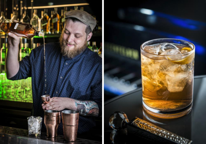 O clássico Old Fashioned do bartender Julio Perbichi fica mais leve com o xarope de açúcar e a angostura bitter. Fotos: Letícia Akemi/Gazeta do Povo.