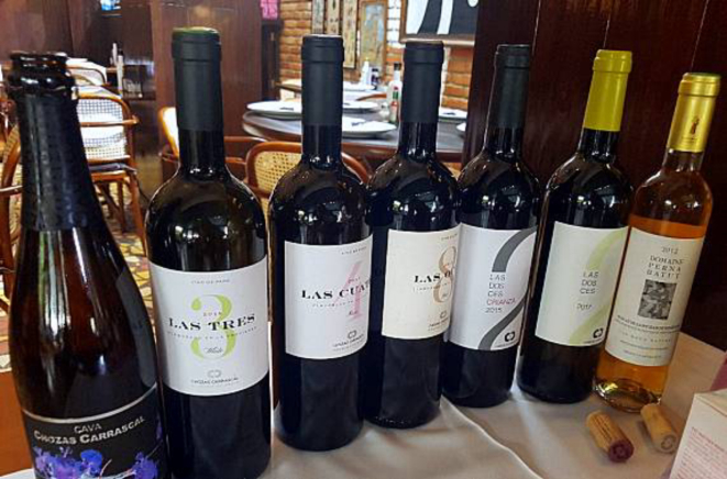Alguns dos vinhos de Pago da Bodega Chozas Carrascal que foram apresentados em Curitiba.
