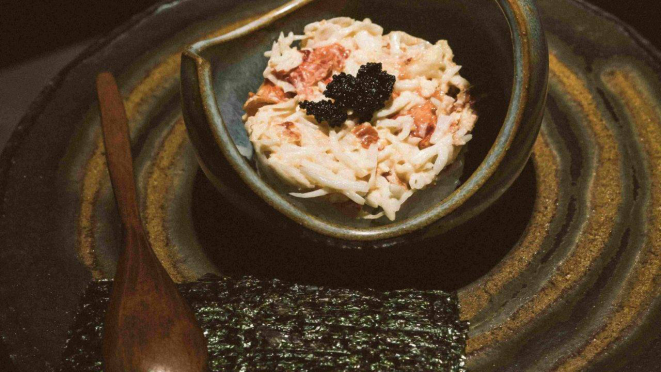 Tartar de centolla do Aizu.