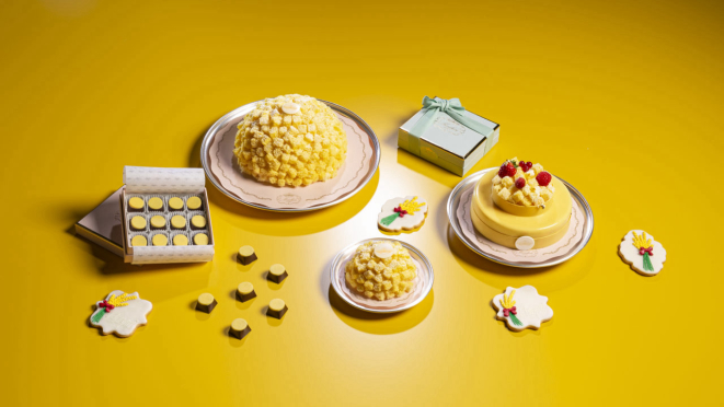 A Confeitaria Marchesi criou bolos e bombons inspirados na flor Mimosa