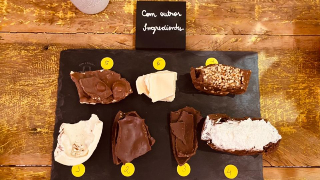 Amostras de chocolate degustados pelos jurados em casa. Foto: Bárbara Sordi.