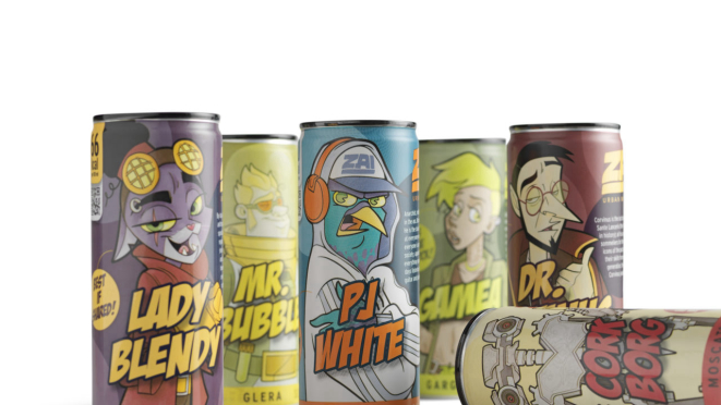 As seis etiquetas da linha "canned wine" serão vendidas nos supermercados