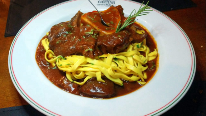 Tagliatelle com ossobuco, prato novo na Cantina do Délio, com assinatura da autêntica cozinha italiana de raiz.
