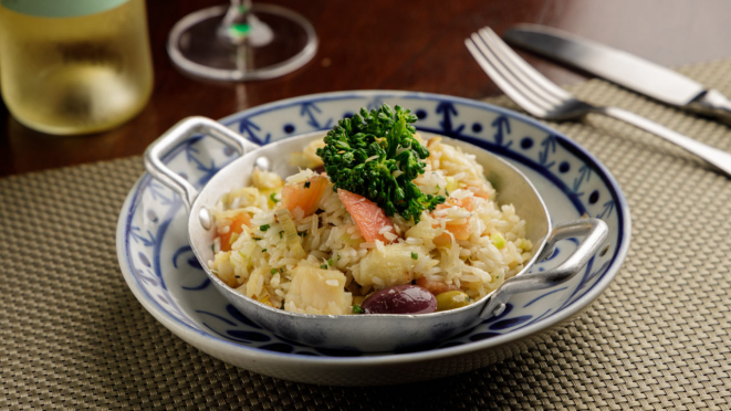 Arroz de bacalhau, do Olivença Cozinha Ibérica | Foto: Fernando Zequinão