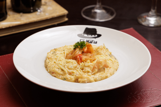 Risoto de camarão, do La Máfia Trattoria.