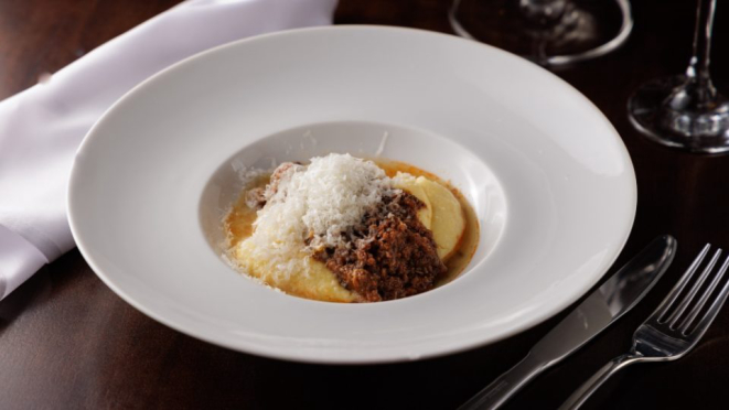 Polenta cremosa com grana padano, do Ernesto Ristorante