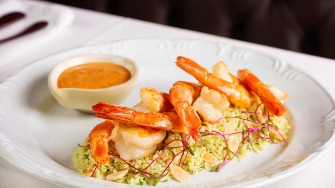 Crevettes Santé, prato sem lactose nem glúten.