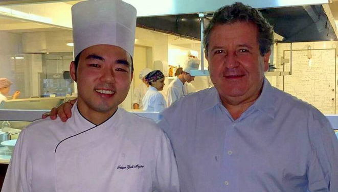 Felipe Miyake com Laurent Suaudeau no La Varenne, em 2015.