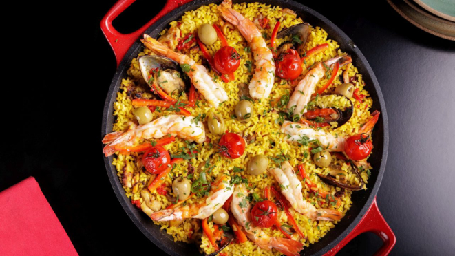 Paella Valenciana é uma das opções para o almoço dos pais no Marcondes.
