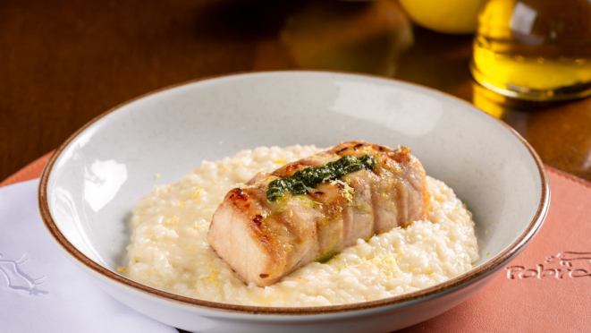 Pirarucu com risoto de limão-siciliano do Pobre Juan.
