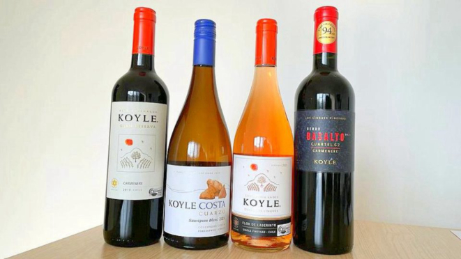 Os quatro vinhos da Koyle que serão servidos no jantar harmonizado.