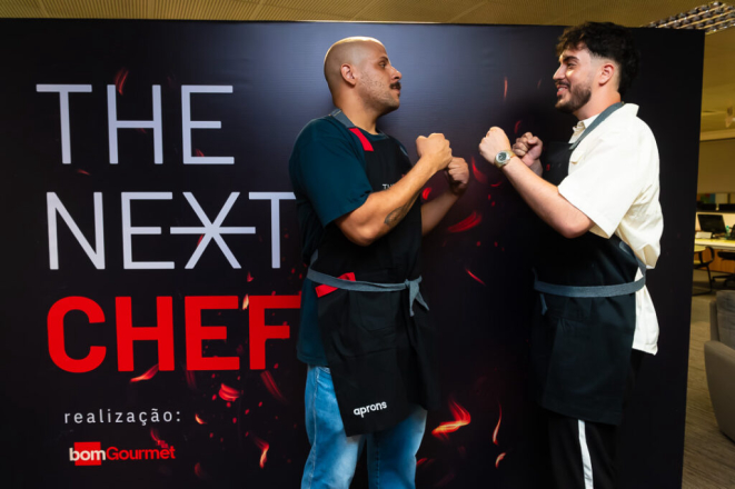 Os chefs José Guilherme Machado e João Paulo Rypka, que se enfrentam no primeiro jantar do The Next Chef, na noite de 19 de fevereiro no restaurante Koré Gastronomia, do Qoya Hotel. Foto: Lening Abdala.