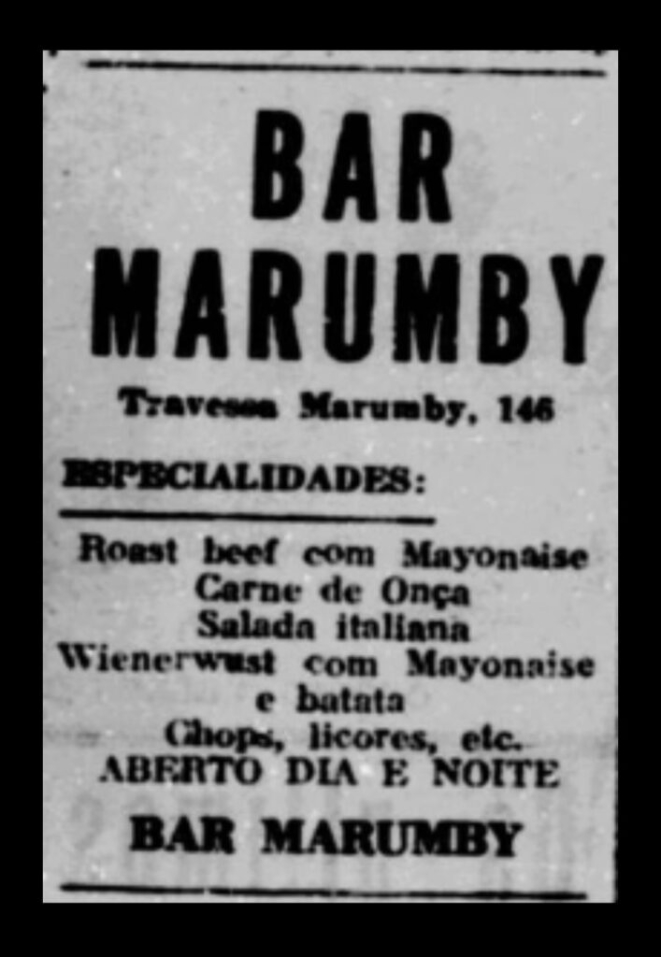 Anúncio do Bar Marumby, de 1935. Foto: reprodução.
