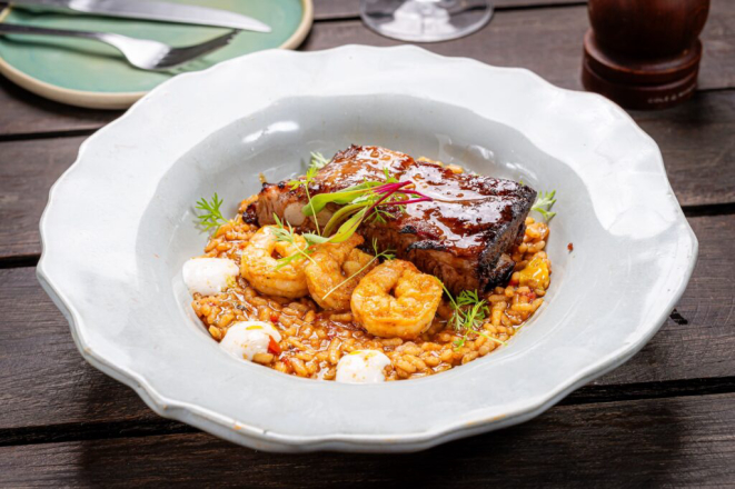 Arroz Meloso Mar y Tierra, do Barceloneta. Foto: Festival Bom Gourmet.