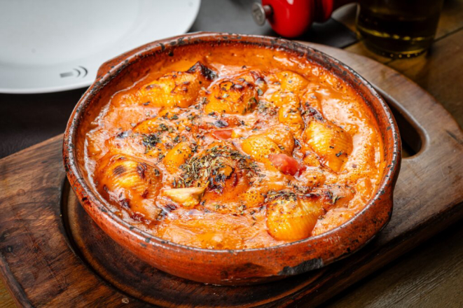 Conchiglia 4 Formaggi ao Molho Siciliana, do Barolo. Foto: Priscilla Fiedler/Festival Bom Gourmet.