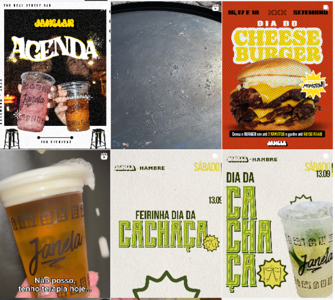 Feed do Instagram do Janela Bar. Crédito: Reprodução/Instagram @janelabar