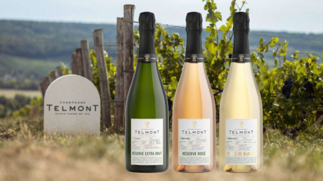 Os três champagnes da Telmont serão servidos no jantar harmonizado desta quinta (23). | Arte: Denise da Vinha