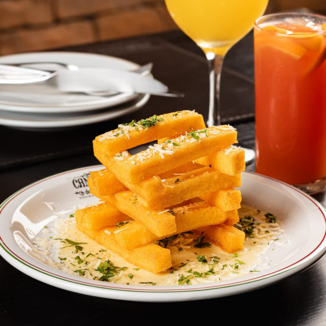 Polenta Frita quadrado. Crédito: Divulgão