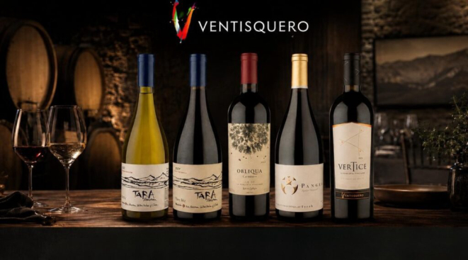Alguns dos vinhos (só falta o Sauvignon Blanc) da Ventisquero a serem abertos nesta quarta (19). | Foto: Divulgação