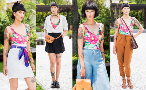 Da praia às ruas: veja como criar 4 looks com um body floral em vídeo exclusivo