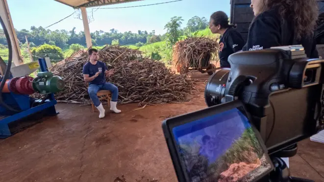 Equipe da expedição em Capanema: quem nunca comeu melado, quando come, se lambuza.