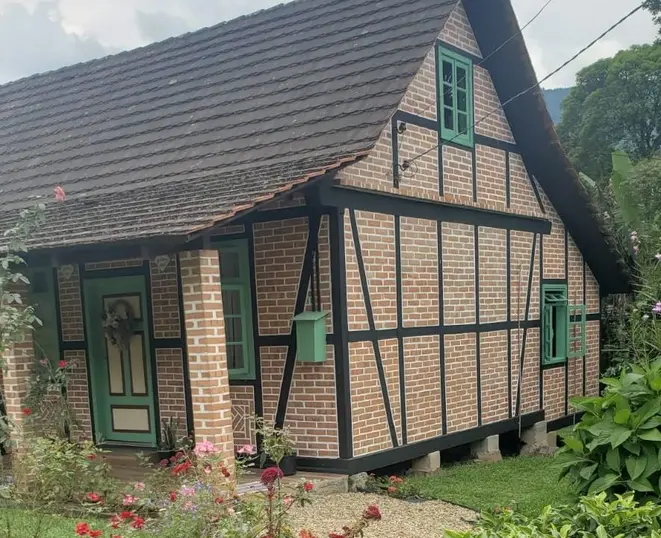 Casa na Rota do Enxaimel: Pomerode tem o maior conjunto de construções feitas com essa técnica fora da Alemanha.