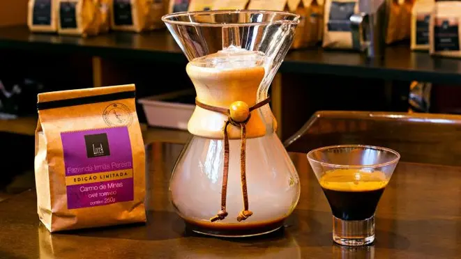 No Lucca, o menu do festival contempla um drinque quente. Essa foi a bebida que ganhou o campeonato brasileiro de Coffee in Good Spirits. A criação é do barista Eduardo Scorsin. Foto: Divulgação.