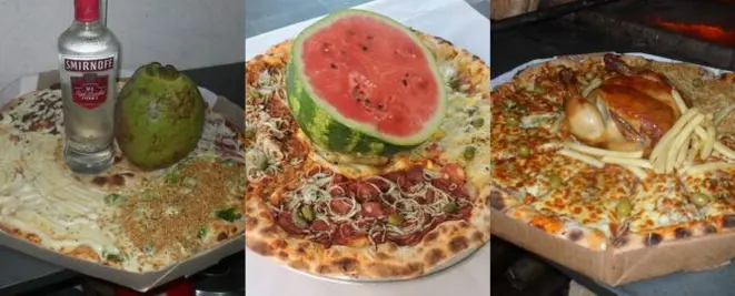 A pizzaria também costuma colocar ingredientes no centro da pizza, como vodca com água de coco, frutas ou frango assado. Fotos: Divulgação