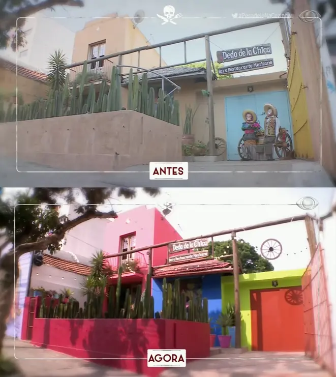 Antes e depois do restaurante, que passou pelas mãos da equipe do programa Pesadelo na Cozinha. Foto: Band/Reprodução