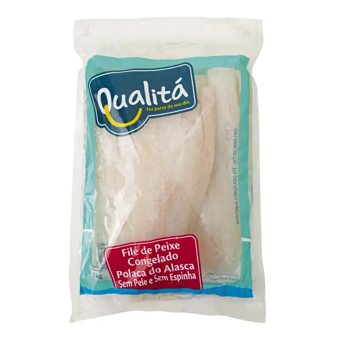 Filé de peixe congelado polaca do alasca da marca Qualitá. Foto: Divulgação.